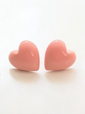 Vintage Girly Acrylic Pink Heart Feminine Romantic Love Post Earrings